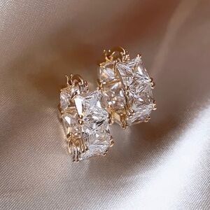 White Rhinestone Hoop Earrings